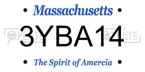 3YBA14 Massachusetts License Plate