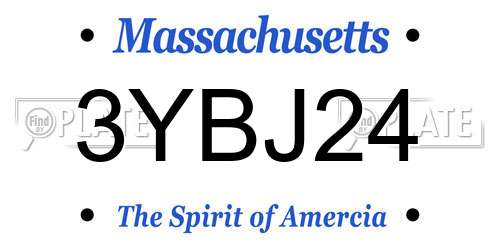 3YBJ24 Massachusetts License Plate