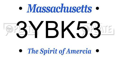3YBK53 Massachusetts License Plate