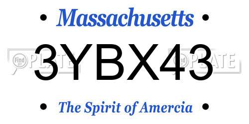 3YBX43 Massachusetts License Plate