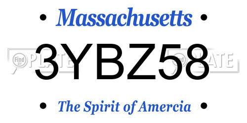 3YBZ58 Massachusetts License Plate