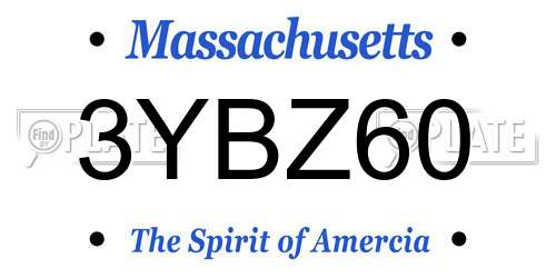 3YBZ60 Massachusetts License Plate
