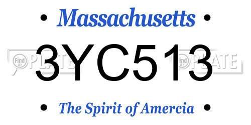 3YC513 Massachusetts License Plate