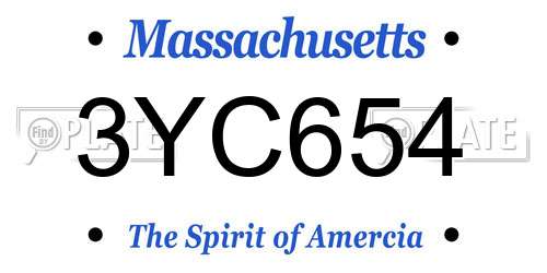 3YC654 Massachusetts License Plate