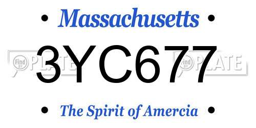 3YC677 Massachusetts License Plate