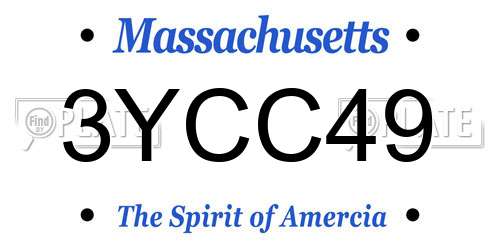 3YCC49 Massachusetts License Plate