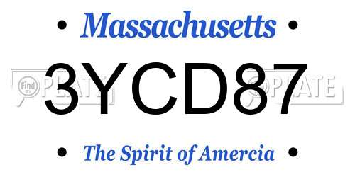 3YCD87 Massachusetts License Plate