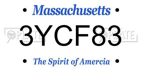 3YCF83 Massachusetts License Plate