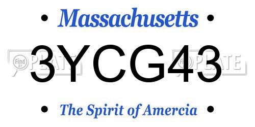 3YCG43 Massachusetts License Plate