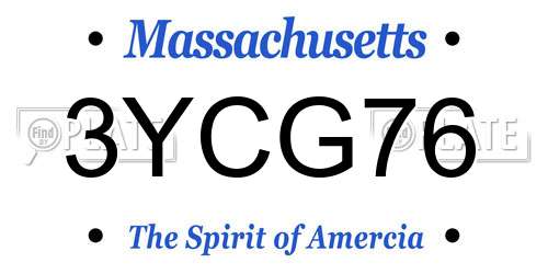 3YCG76 Massachusetts License Plate