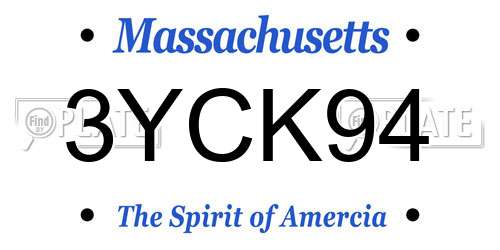 3YCK94 Massachusetts License Plate