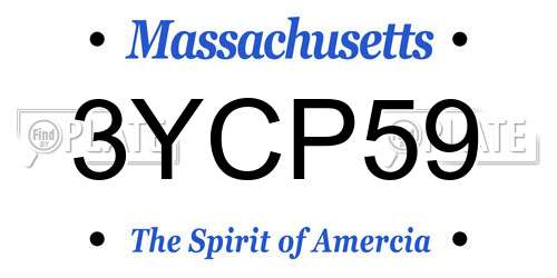 3YCP59 Massachusetts License Plate