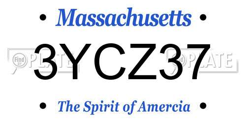 3YCZ37 Massachusetts License Plate