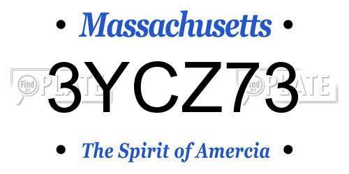 3YCZ73 Massachusetts License Plate