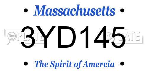 3YD145 Massachusetts License Plate