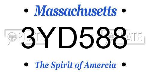 3YD588 Massachusetts License Plate