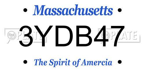 3YDB47 Massachusetts License Plate