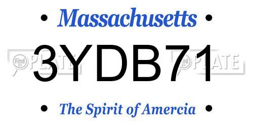 3YDB71 Massachusetts License Plate