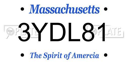 3YDL81 Massachusetts License Plate