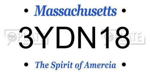 3YDN18 Massachusetts License Plate