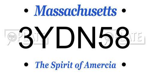 3YDN58 Massachusetts License Plate