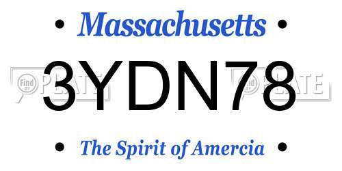 3YDN78 Massachusetts License Plate