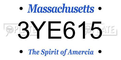 3YE615 Massachusetts License Plate