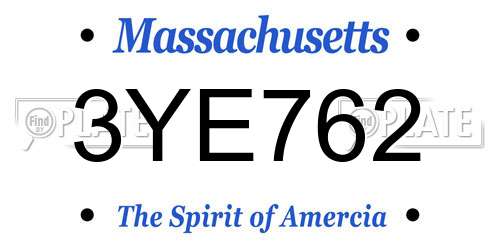 3YE762 Massachusetts License Plate