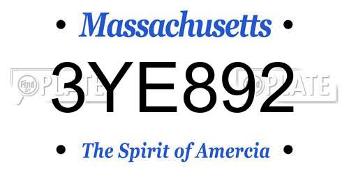 3YE892 Massachusetts License Plate