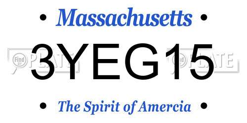 3YEG15 Massachusetts License Plate