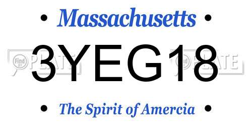 3YEG18 Massachusetts License Plate