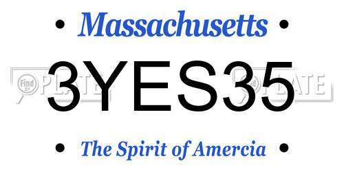 3YES35 Massachusetts License Plate