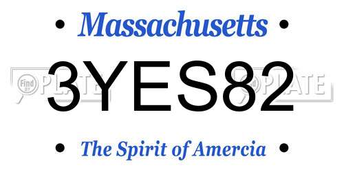 3YES82 Massachusetts License Plate