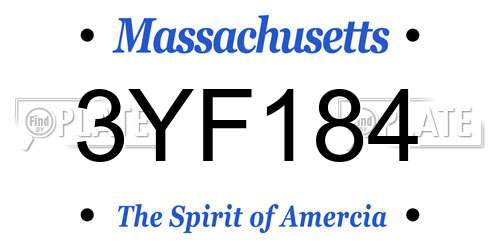 3YF184 Massachusetts License Plate