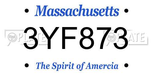 3YF873 Massachusetts License Plate