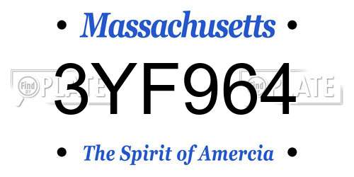 3YF964 Massachusetts License Plate