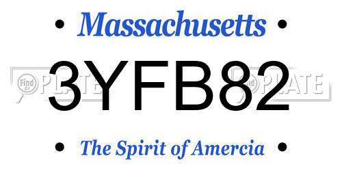 3YFB82 Massachusetts License Plate