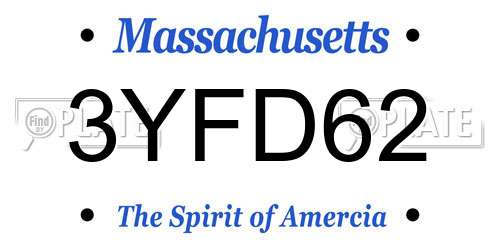 3YFD62 Massachusetts License Plate
