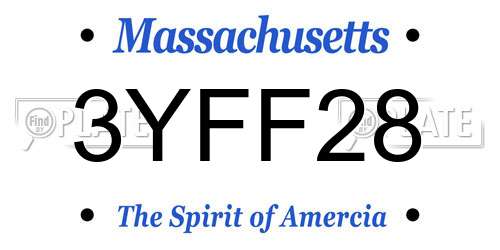 3YFF28 Massachusetts License Plate