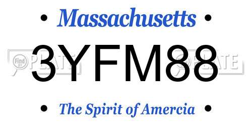 3YFM88 Massachusetts License Plate