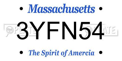 3YFN54 Massachusetts License Plate