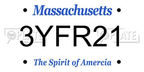 3YFR21 Massachusetts License Plate