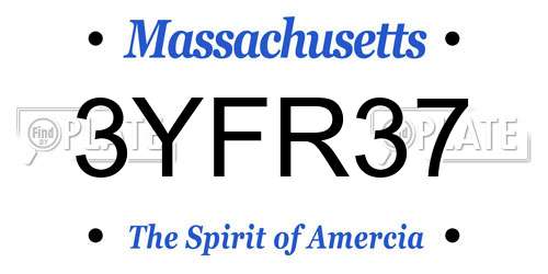 3YFR37 Massachusetts License Plate