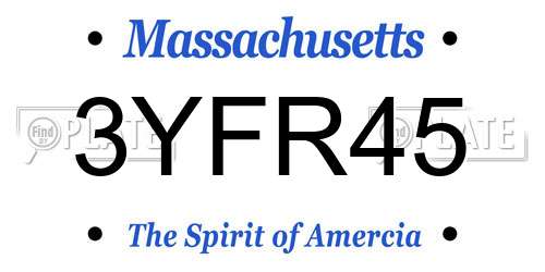 3YFR45 Massachusetts License Plate