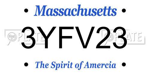 3YFV23 Massachusetts License Plate