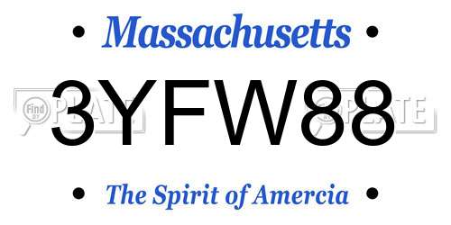 3YFW88 Massachusetts License Plate