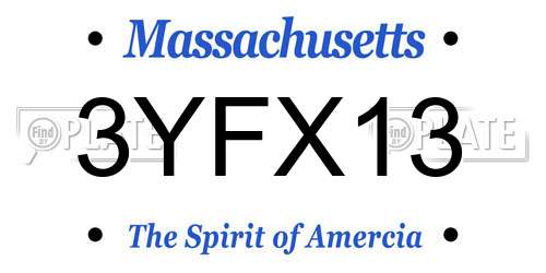 3YFX13 Massachusetts License Plate
