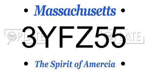 3YFZ55 Massachusetts License Plate