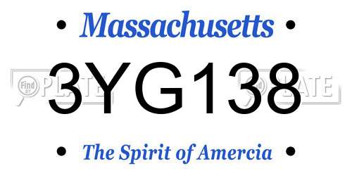 3YG138 Massachusetts License Plate