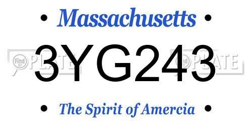 3YG243 Massachusetts License Plate